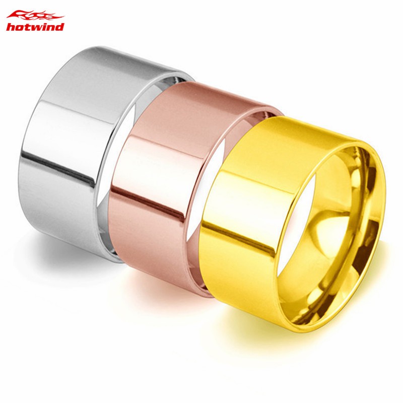 Nhẫn trơn thiết kế đơn giản 3 màu vàng/bạc/vàng hồng thời trang dành cho nam 10mm