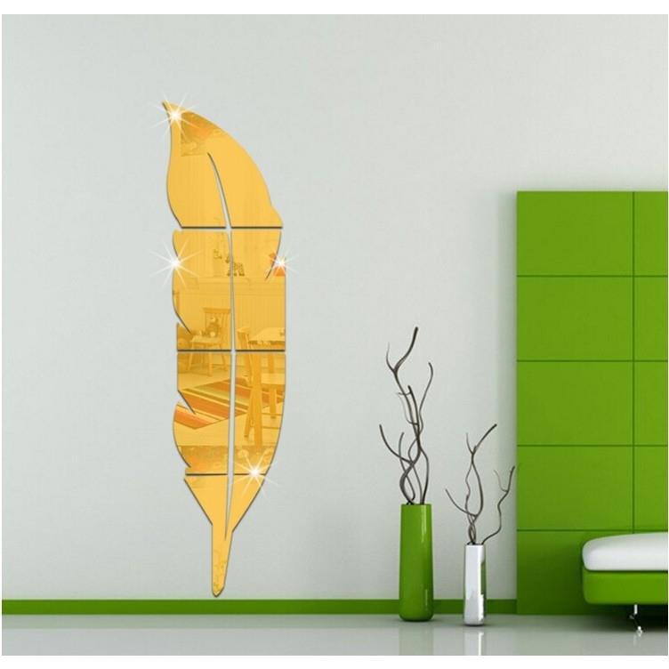 Sticker Acrylic Dán Tường Họa Tiết 3d Hình Chiếc Lông Vũ Dùng Trong Trang Trí Phòng trang trí nhà
