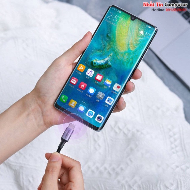 Cáp sạc, dữ liệu USB Type-C to Type-C dài 3M bọc dù hỗ trợ PD 100W Ugreen 90120 cao cấp  - Phân Phối Chính Hãng