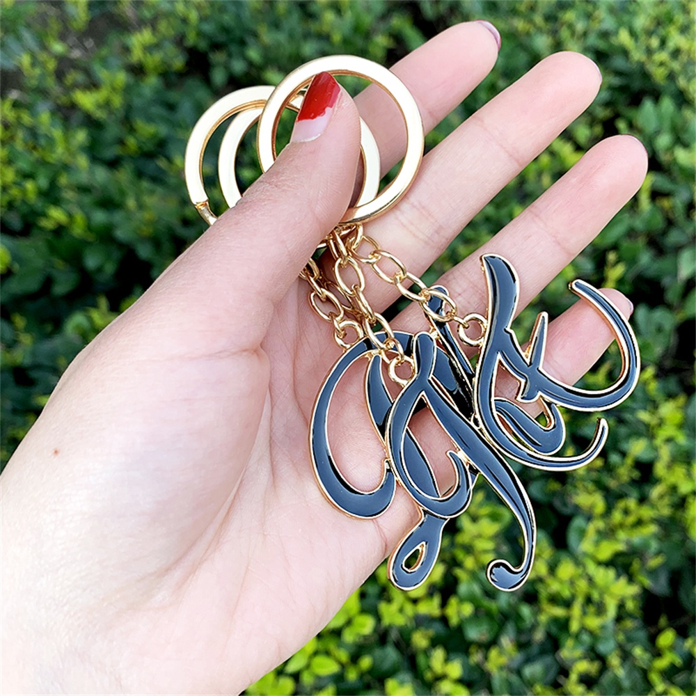 Móc Khóa Kim Loại 26 Chữ Cái A-Z Tự Làm Trang Trí Túi Dầu Tiện Dụng