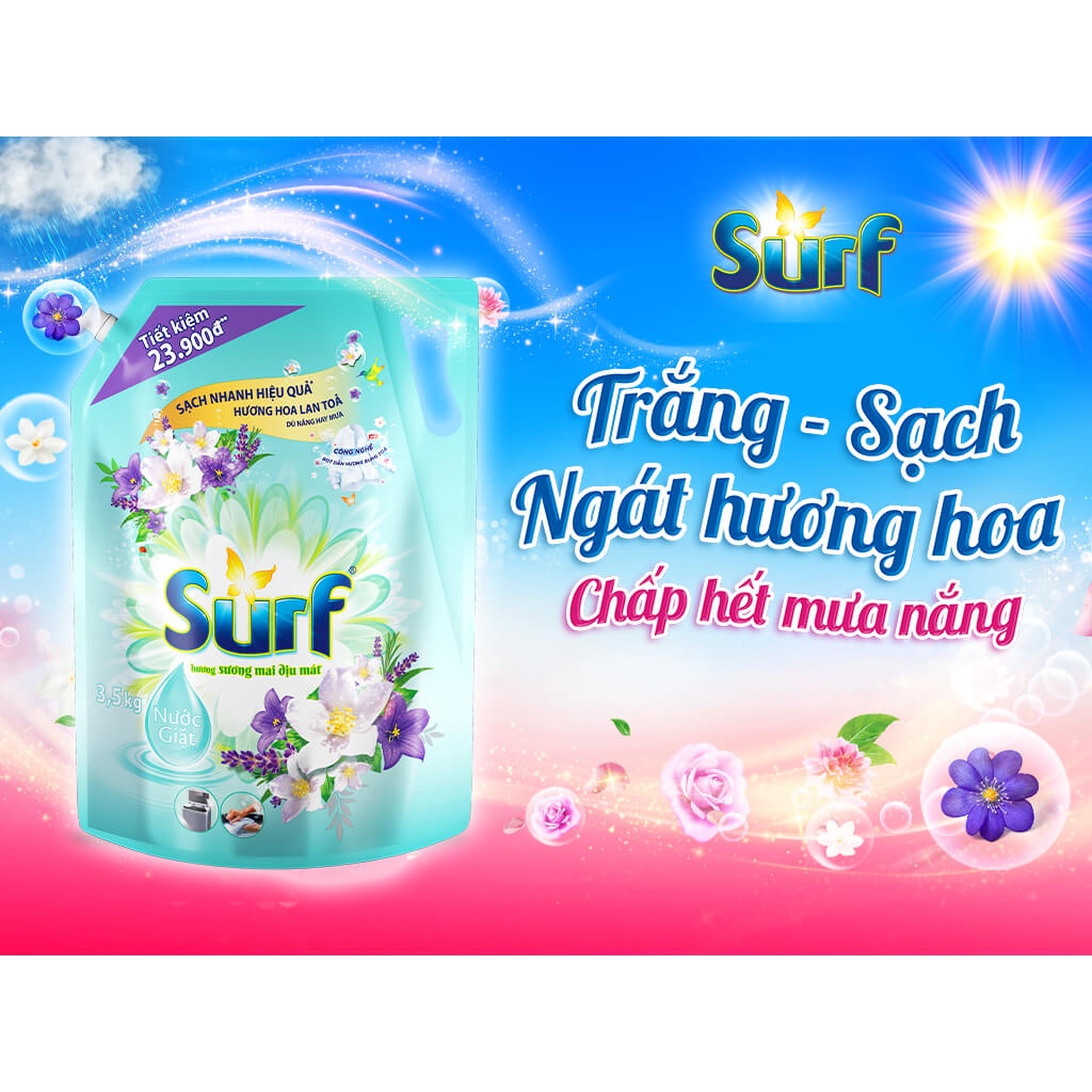 Nước giặt Surf hương sương mai dịu mát túi 3.5kg