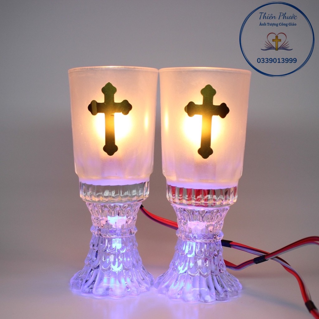 Đèn Công Giáo - Đèn Ly Điện Thuỷ Tinh Công Giáo K7 ( cao 15cm )
