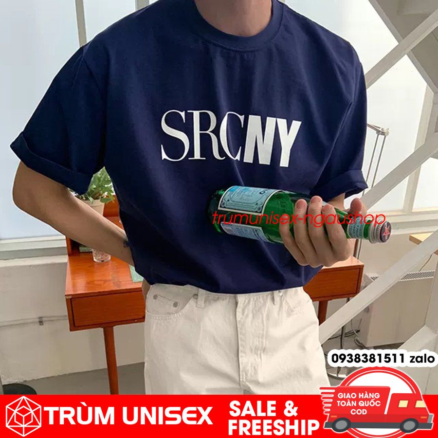Áo thun unisex nam nữ tay lỡ SNOW màu xanh Trùm Unisex