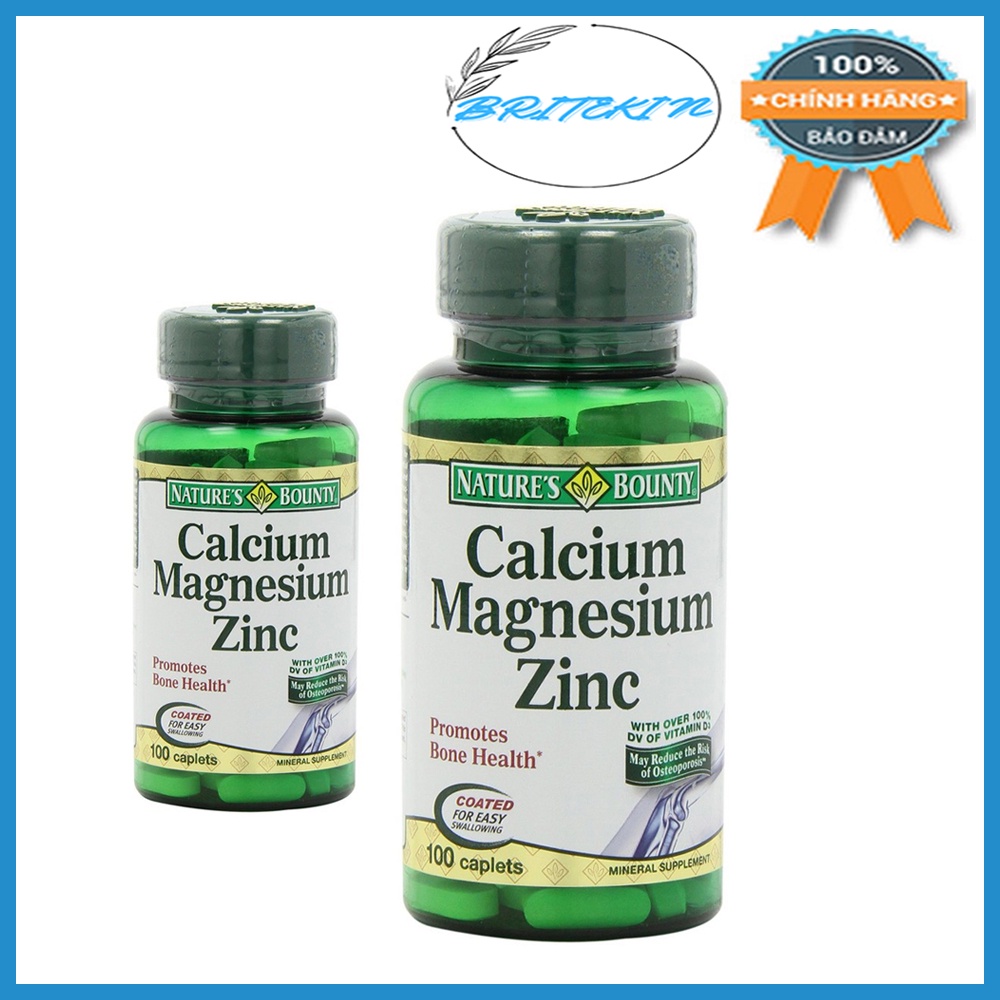 Viên Uống Bổ Sung Canxi, Ngừa Loãng Xương Nature's Bounty Calcium Magnesium Zinc (Chai100 Viên) | Thế Giới Skin Care