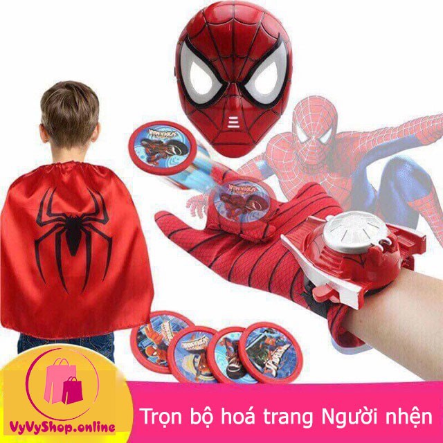 Bộ Găng Tay Áo Choàng Mặt Nạ Và Súng Bắn Tơ Người Nhện, Bộ đồ chơi áo choàng mặt nạ găng tay người nhện