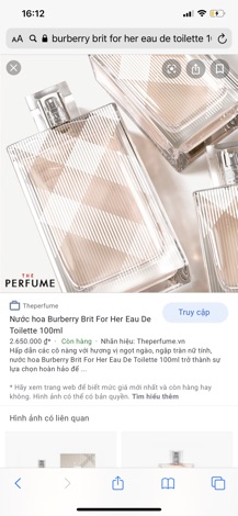 Nước hoa Burberry brit for her 100ml