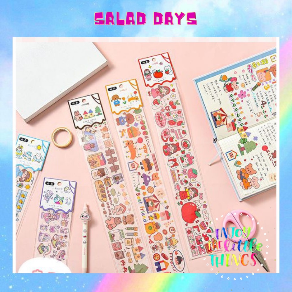 Sticker dài, cắt sẵn dán trang trí trên mọi chất liệu: sổ, nón, xe, vali, điện thoại, tủ, ly...
