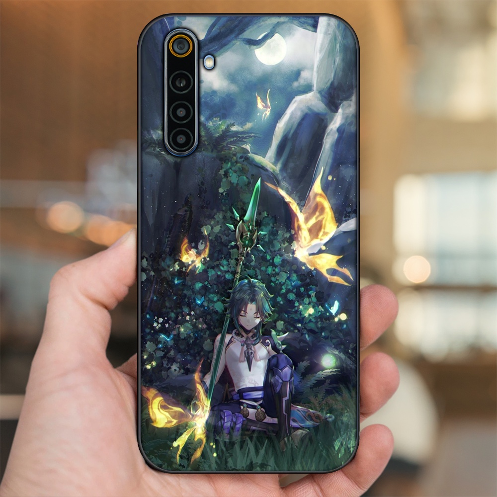 Ốp lưng Realme 6, 6 Pro viền đen in hình Xiao Genshin Impact
