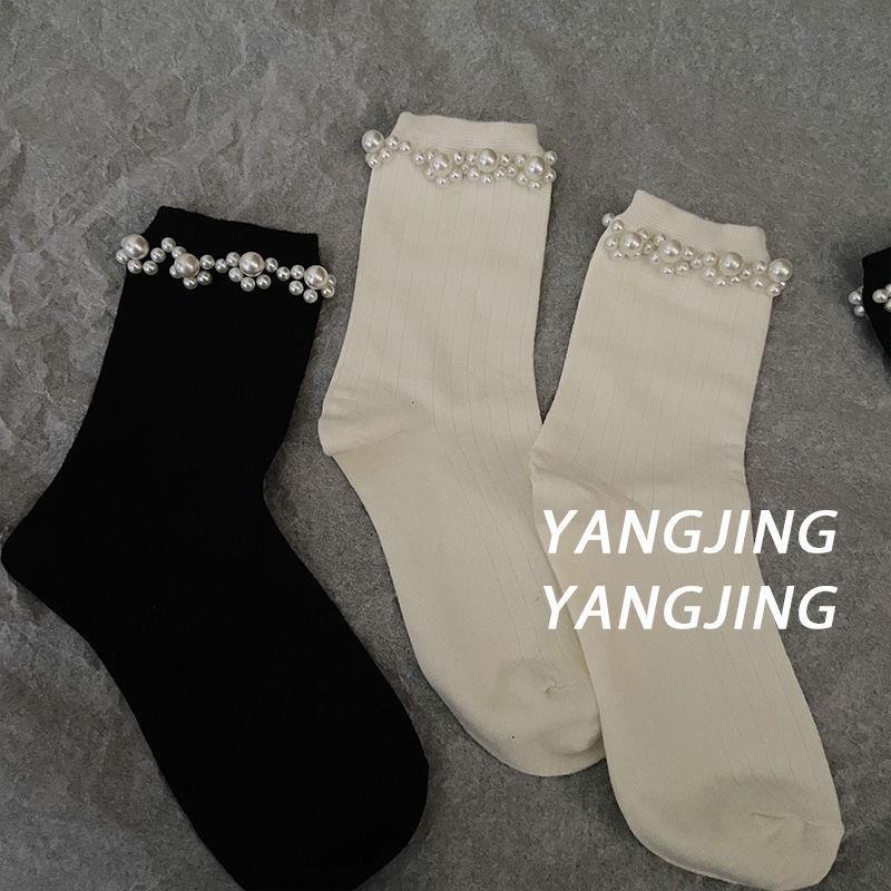 Vớ Cotton nguyên chất viền ren đính ngọc trai phong cách Nhật Bản dễ thương 16