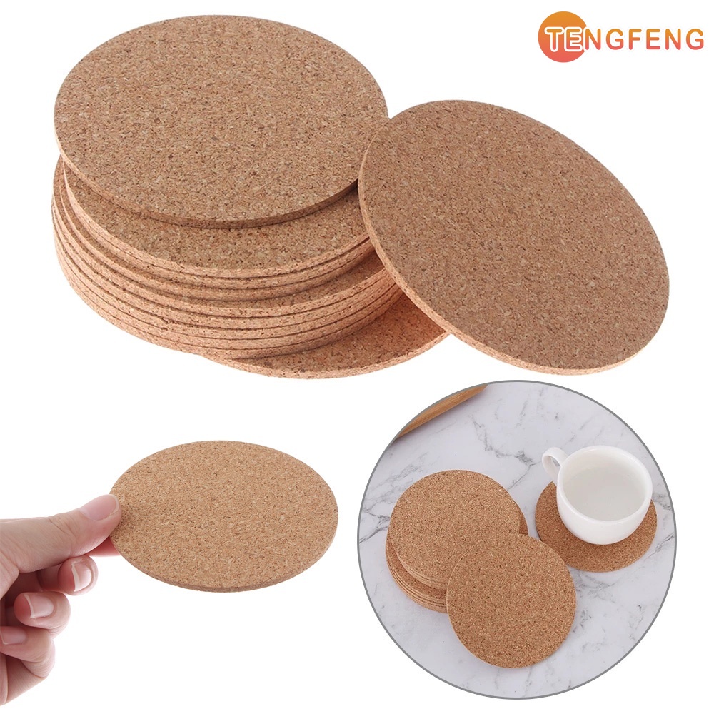 1 Miếng Lót Ly Hình Tròn Bằng Gỗ Bần Tự Nhiên Cách Nhiệt Dày Dặn Có Thể Tái Sử Dụng