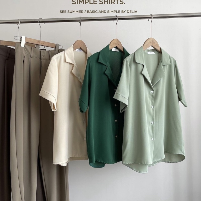 Áo sơmi cổ vest chất lụa cát phong cách Hàn Quốc