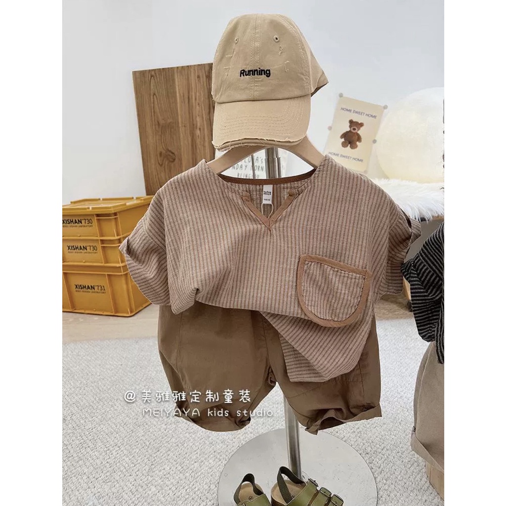 Bộ Cộc Tay Kẻ Bộ Hè Túi Hàng Xuất Dư Chất Vải Mềm Mịn Cho Bé Từ 5Kg Đến 32Kg Thời Trang Trẻ Em Chaarlie Kids