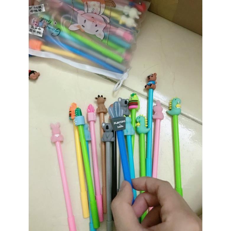 [HOT HOT] Set 10 bút mực gel nước hình thú dễ thương-ngộ nghĩnh ( mực xanh &amp; tím)
