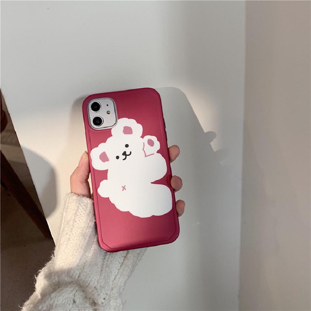 Ốp Lưng Iphone Cao Cấp Full Viền Màu Đỏ Gấu Bông Trắng Dành Cho Tất Cả Dòng Iphone từ 6 đến 11promax | BigBuy360 - bigbuy360.vn