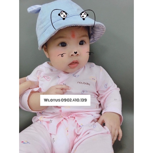 Bộ dài tay thun lạnh sợi tre sơ sinh đáp đũng Nous Baby đến 1 tuổi chinh hãng. chất vải siêu mềm mát