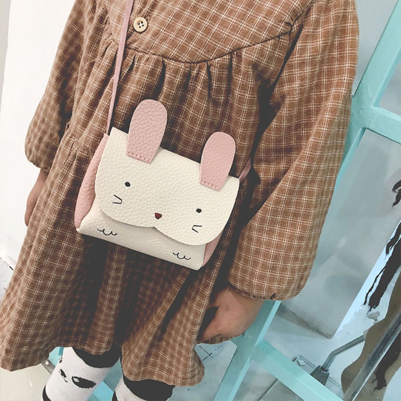 Túi Đeo Chéo Mini Bằng Da Pu Hình Thỏ Xinh Xắn Dành Cho Bé