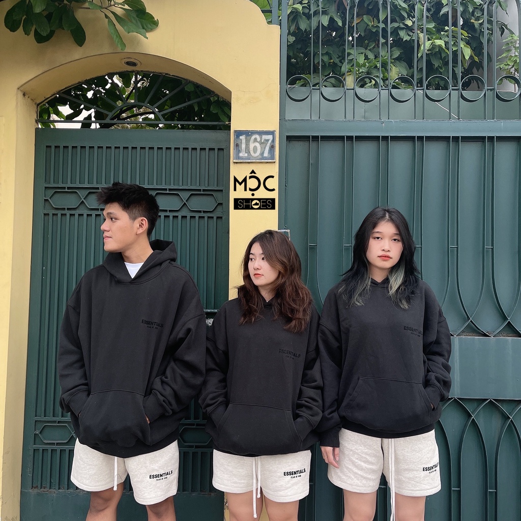 [CHÍNH HÃNG] Áo khoác Hoodie tay dài Fear Of God Essensial màu Đen Black SS22
