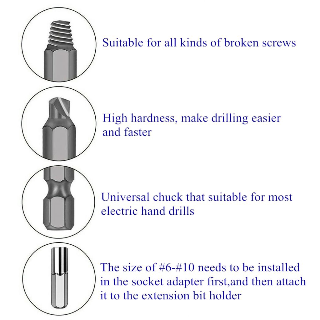 ⌂⌂ 22PCS Damaged Stripped Screw Extractor Speed Out Drill Bits Broken Remover Bolt Tool Set 【Goob】