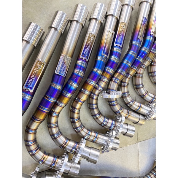 Cổ bô titan form thòng PTITANIUM combo khâu và đót cnc gắn honda wave zx nhỏ blade 2017 100 110 dream fu led future 125
