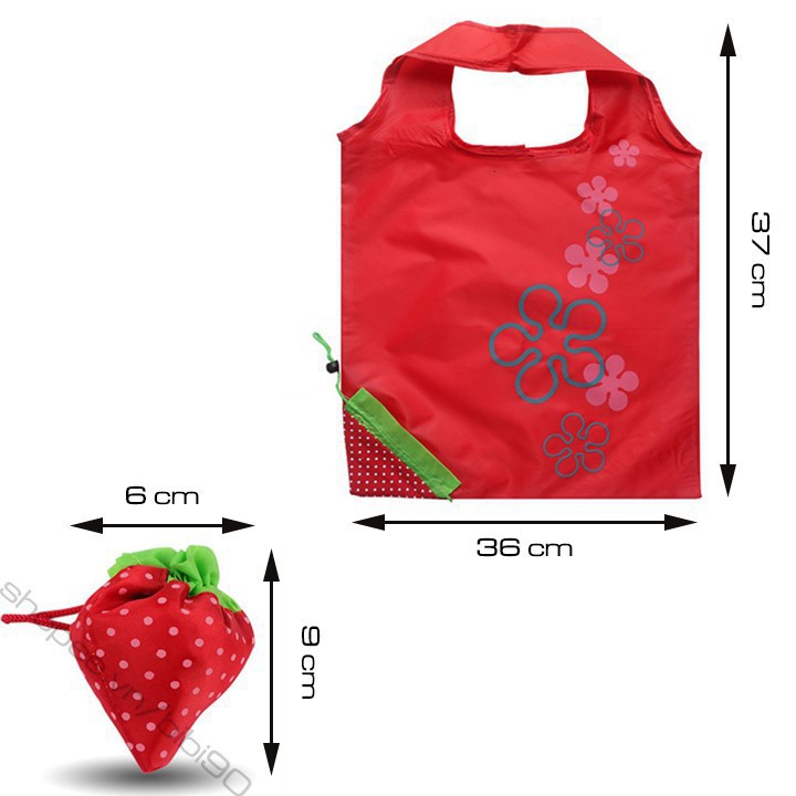 Túi đựng đồ đi chợ chất liệu vải dù chống thấm có độ bền cao thiết kế hình quả dâu siêu xinh (SB02)