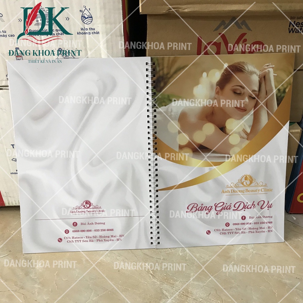 In menu đóng quyển, đóng gáy lò xo