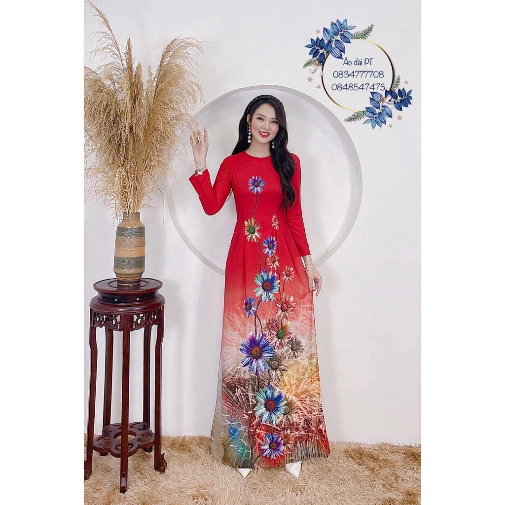 ÁO DÀI TRUYỀN THỐNG NỮ HOA LỤA ĐẸP MAY SẴN IN 3D