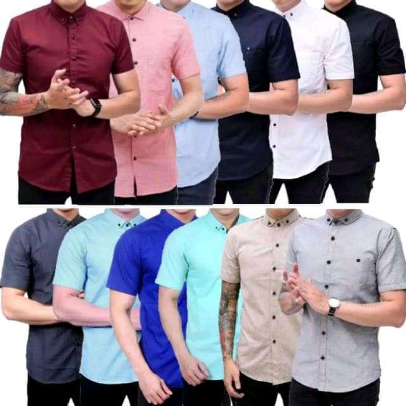 Áo Sơ Mi Tay Ngắn Màu Trơn Dễ Phối Đồ Thời Trang Cho Nam