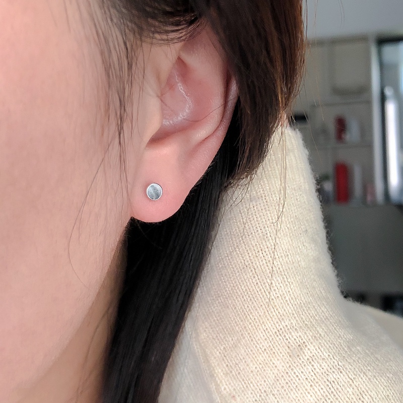 1 Cặp Bông Tai Bạc S925 Hình Tròn 5mm Mini Chống Dị Ứng Thời Trang Unisex