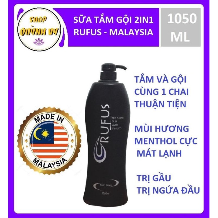 RUFUS _ Sữa Tắm Gội Toàn Thân Nam RUFUS 1050Ml Malaysia