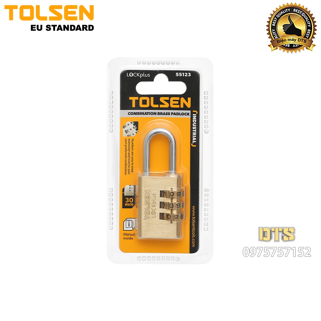 Ổ khoá đồng mật khẩu 3 số công nghiệp TOLSEN, khoá bấm khoá vali siêu cứng, chống cắt, chống trộm - Tiêu chuẩn châu Âu