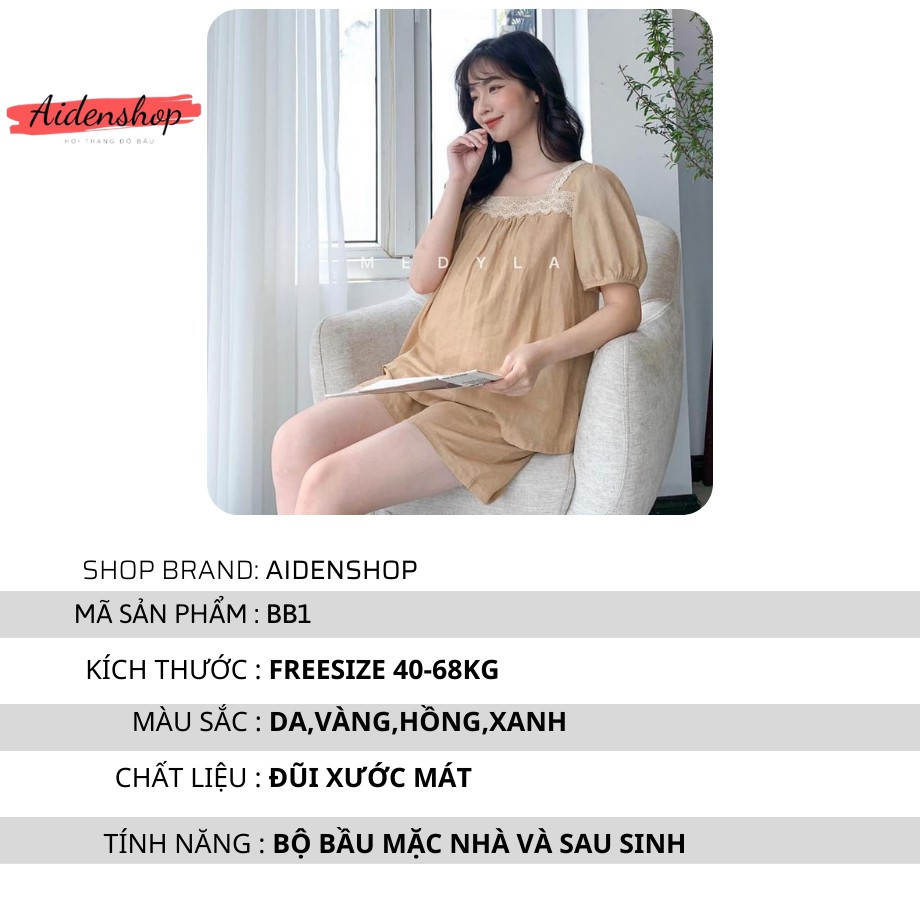 Đồ bộ bầu đẹp mặc nhà chất đũi mát 40-70kg