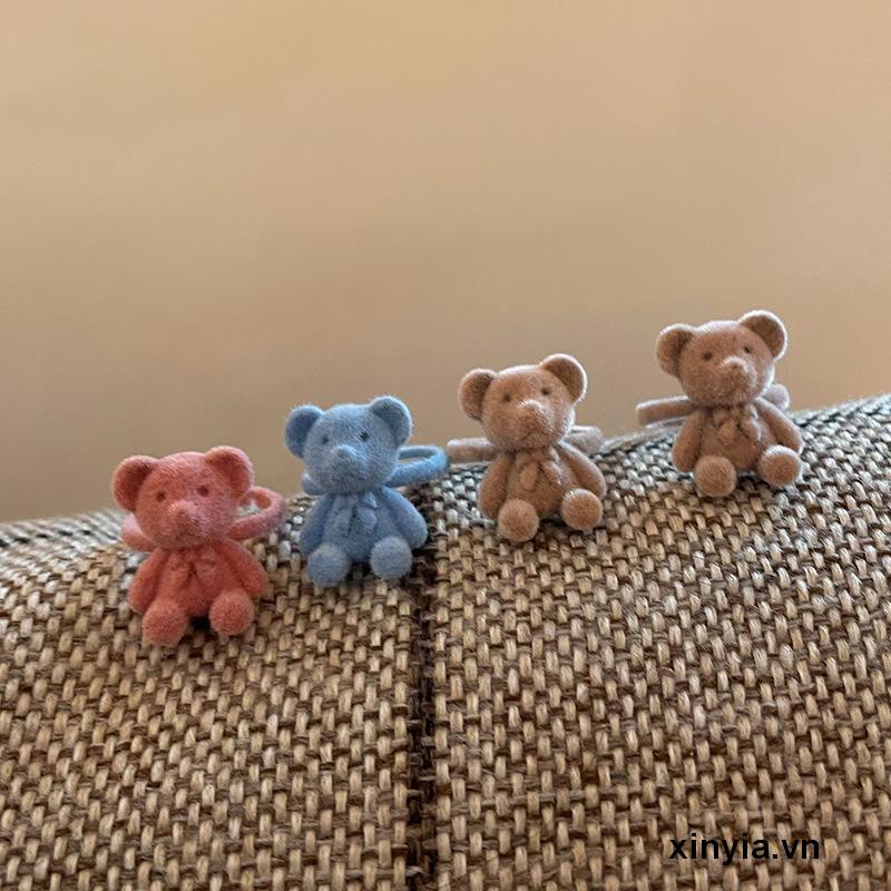 Nhẫn hở từ vải nhung mặt hình chú gấu đáng yêu hợp thời trang dành cho nữ