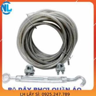 Dây phơi quần áo Phi 5mm, Tặng 2 khóa cáp, 1 tăng đơ Thái Bình Vina