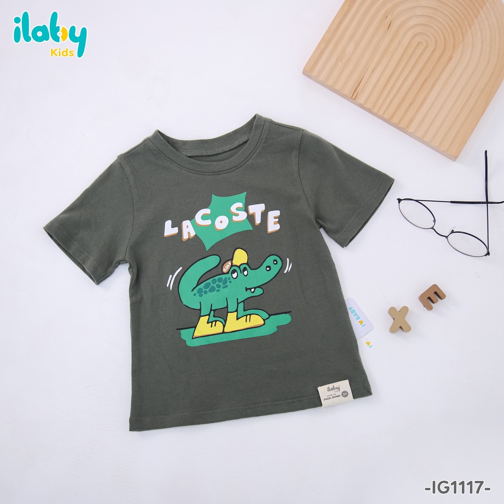 Áo phông bé trai gái ILABY basic in hình chất liệu cotton thoáng mát