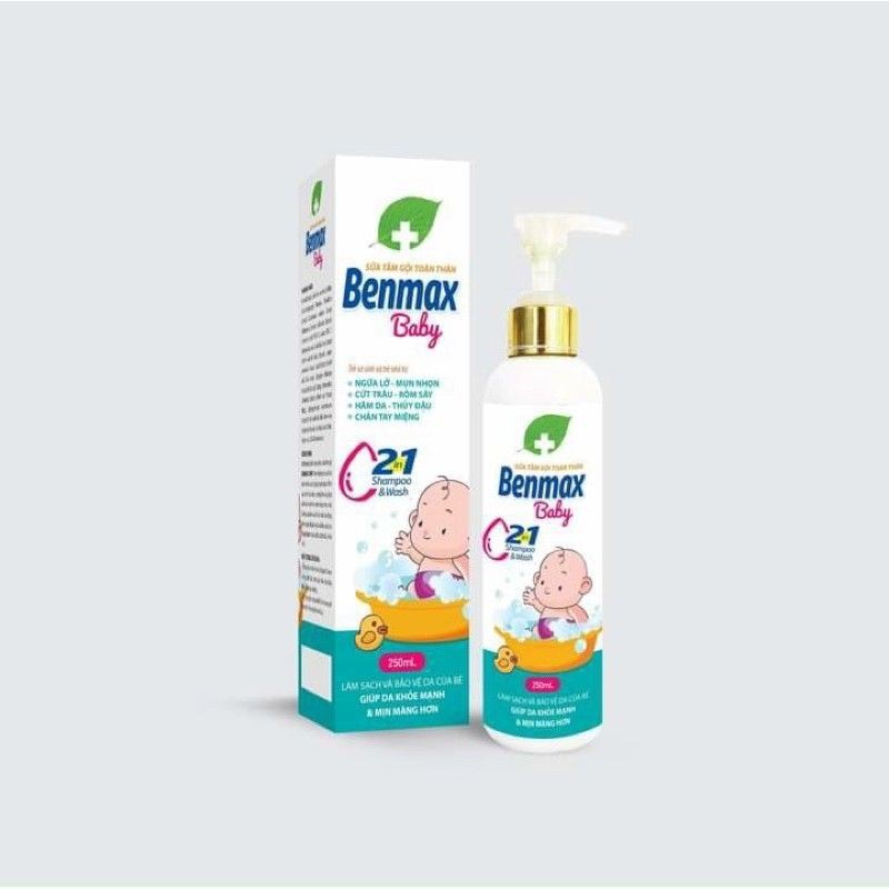 Sữa tắm gội Benmax Baby cho bé, chai vòi 250ml