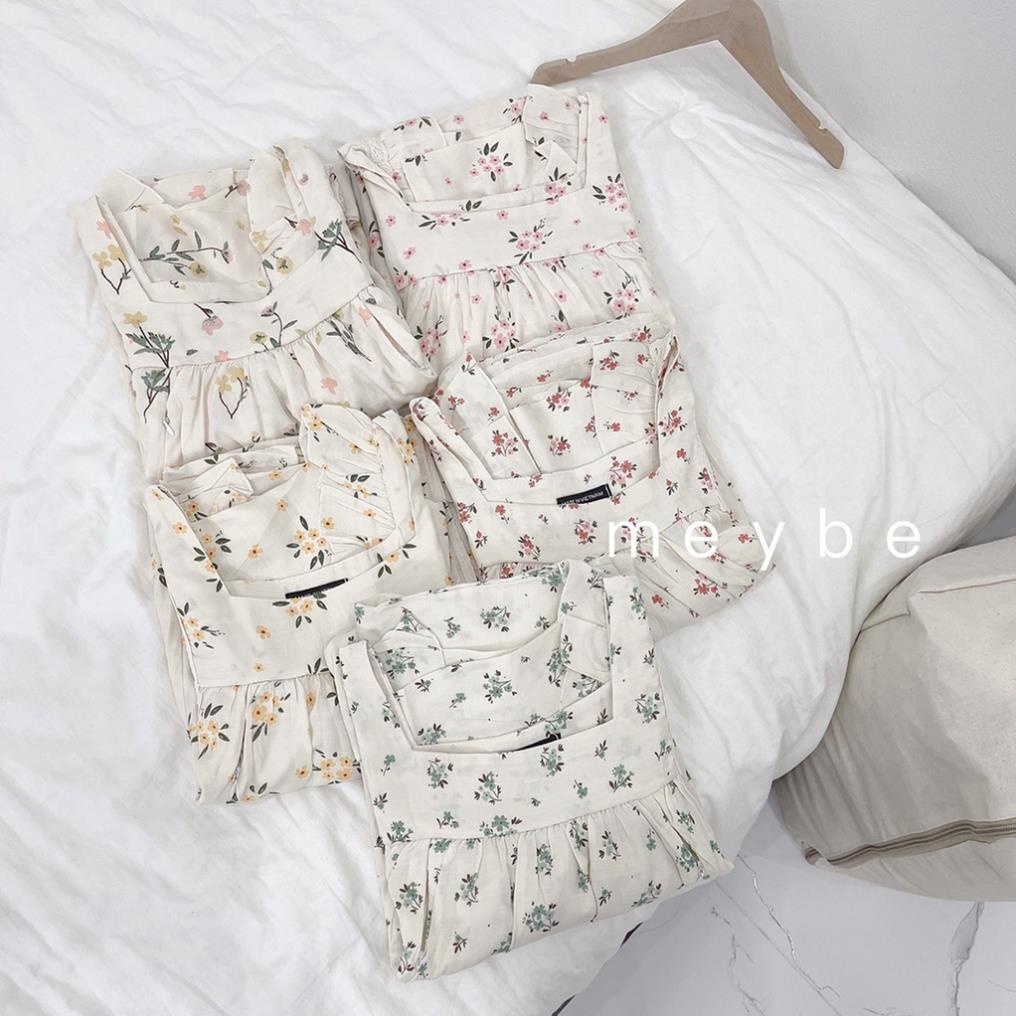 Bộ bầu sau sinh hoa nhí Đũi Lạnh cộc tay mùa hè .Bộ bầu đùi quần có chun chỉnh tiện lợi có khóa mở ngực cho bé ti .