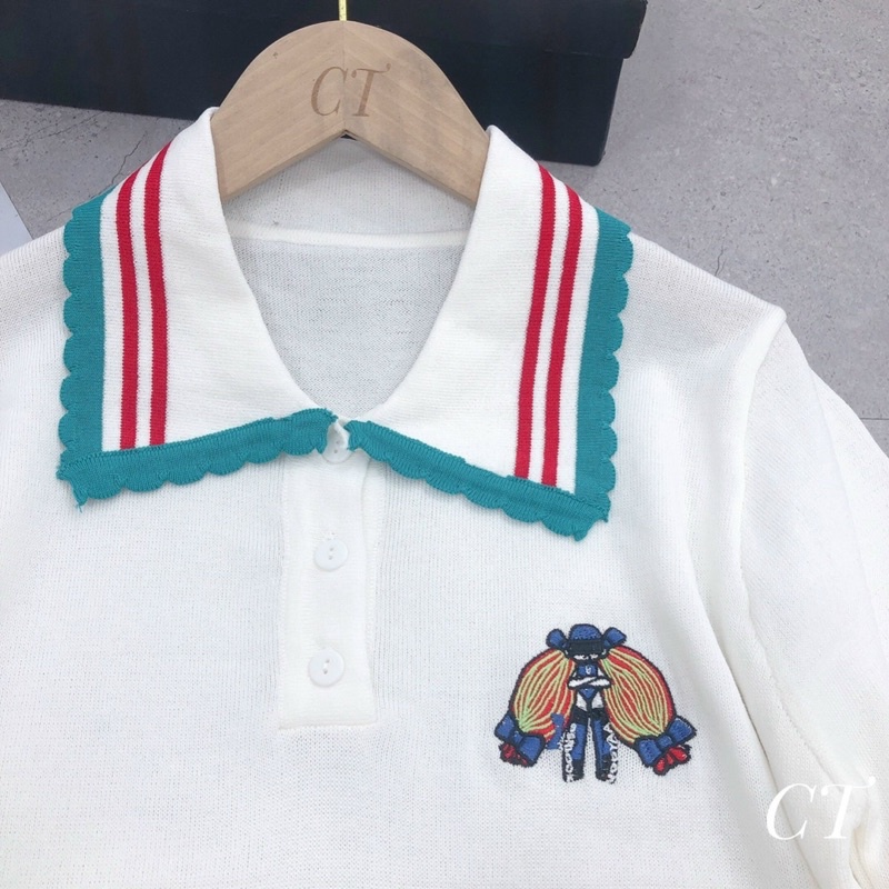 ÁO LEN CỔ ĐỨC VIỀN XANH LOẠI ĐẸP MS15277