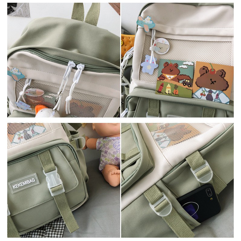 Balo Đi Học Nữ Ulzzang Kekemi Bag Thời Trang 4 Màu