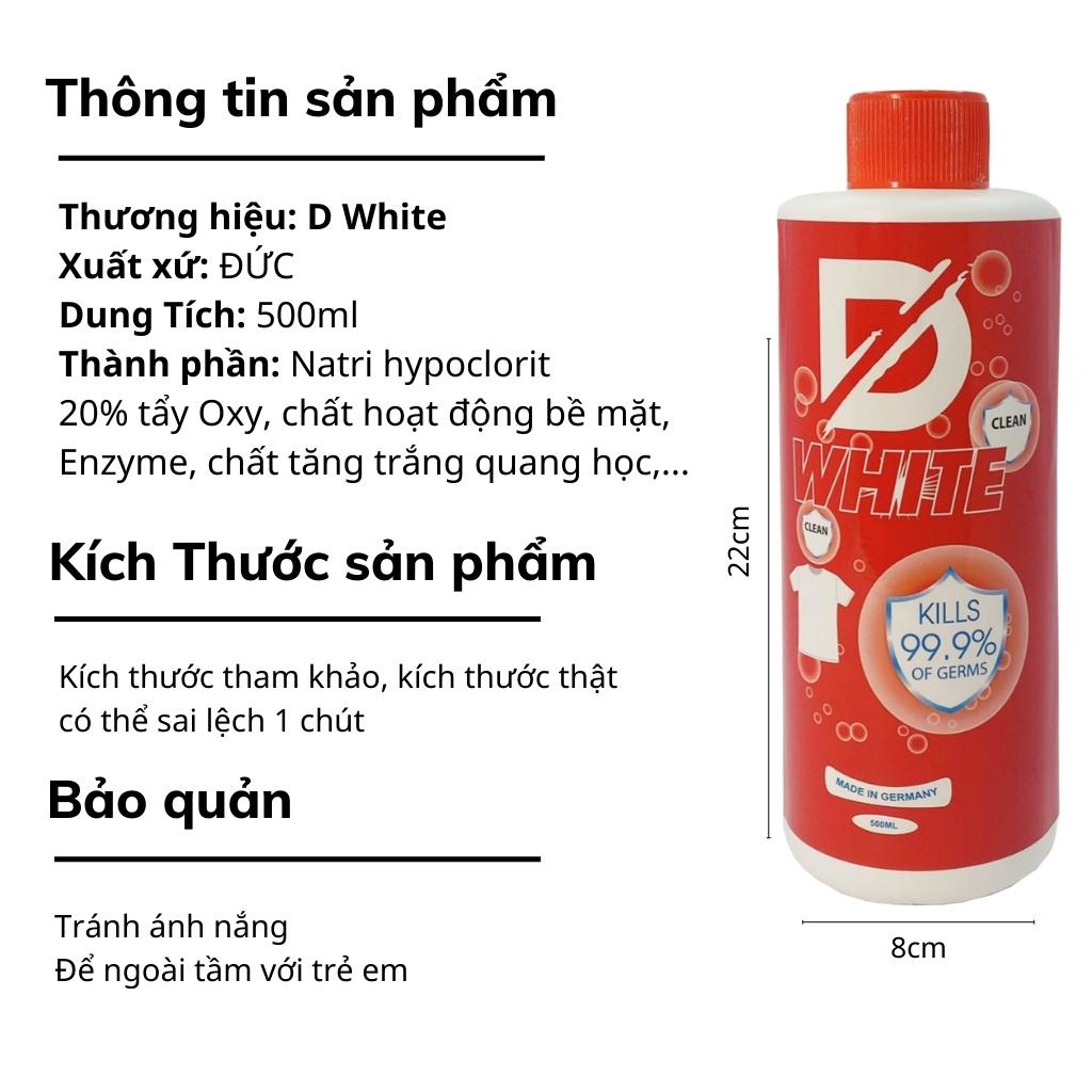 Thuốc tẩy trắng quần áo D White, tẩy mốc, ố vàng quần áo - 100% Chính Hãng không làm phai màu vải