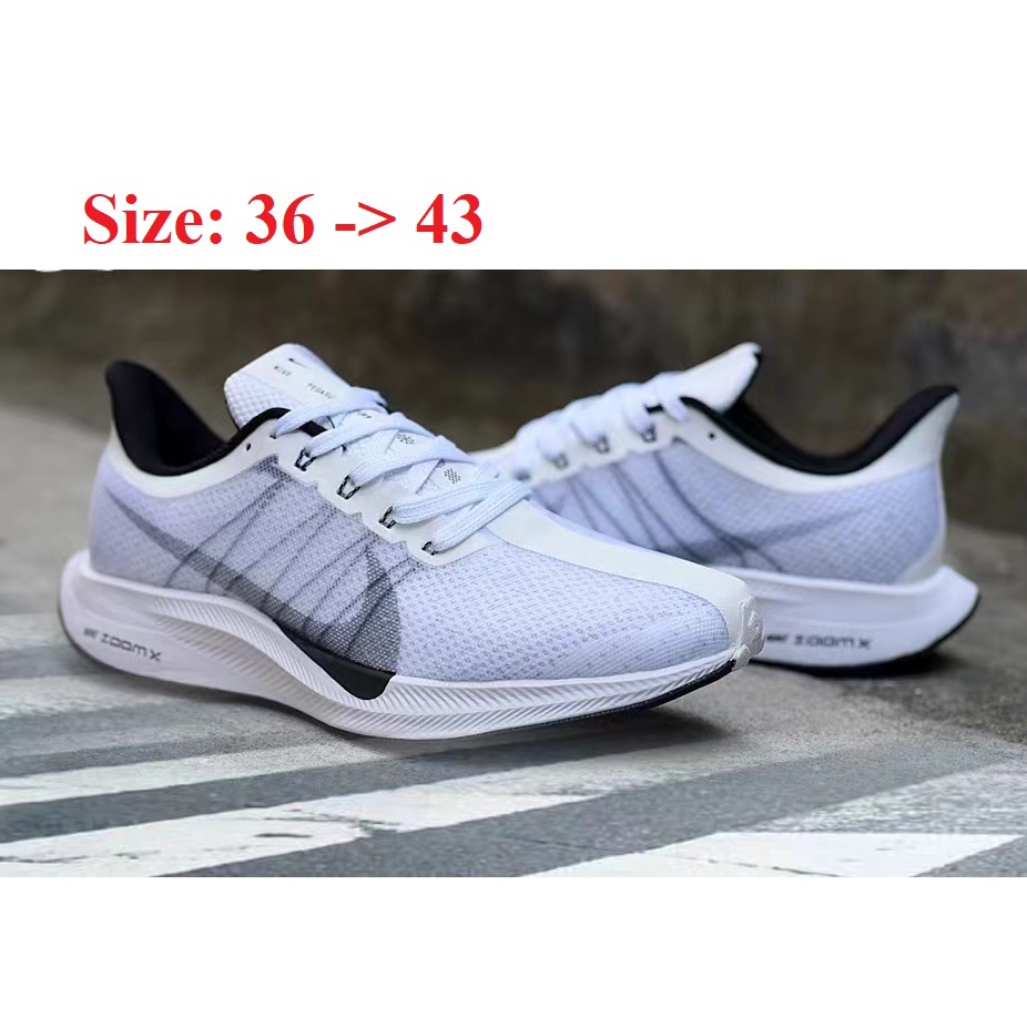 Giày Sneaker Zoomx Pegasus 35 Turbo 2.0 white/black - Giày thể thao nam nữ - Giày chạy bộ - Giày Gym CAO CẤP
