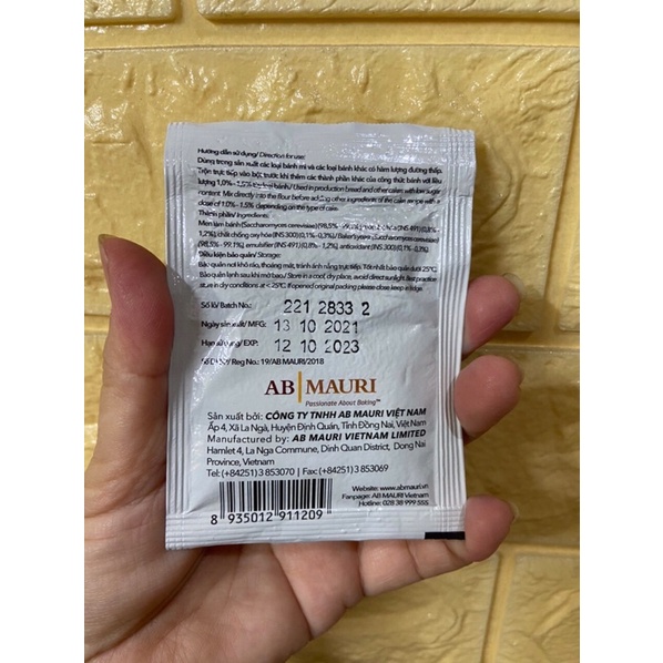 Men  khô Mauripan gói 10g dùng làm bánh mì, bánh bao