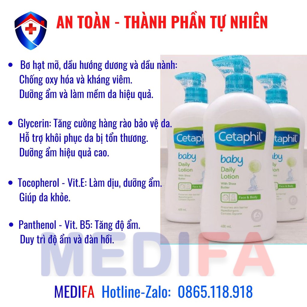 Sữa dưỡng ẩm cho bé Cetaphil Baby Daily Lotion 400ml, dịu nhẹ cung cấp độ ẩm, nuôi dưỡng làn da mềm mịn cho bé