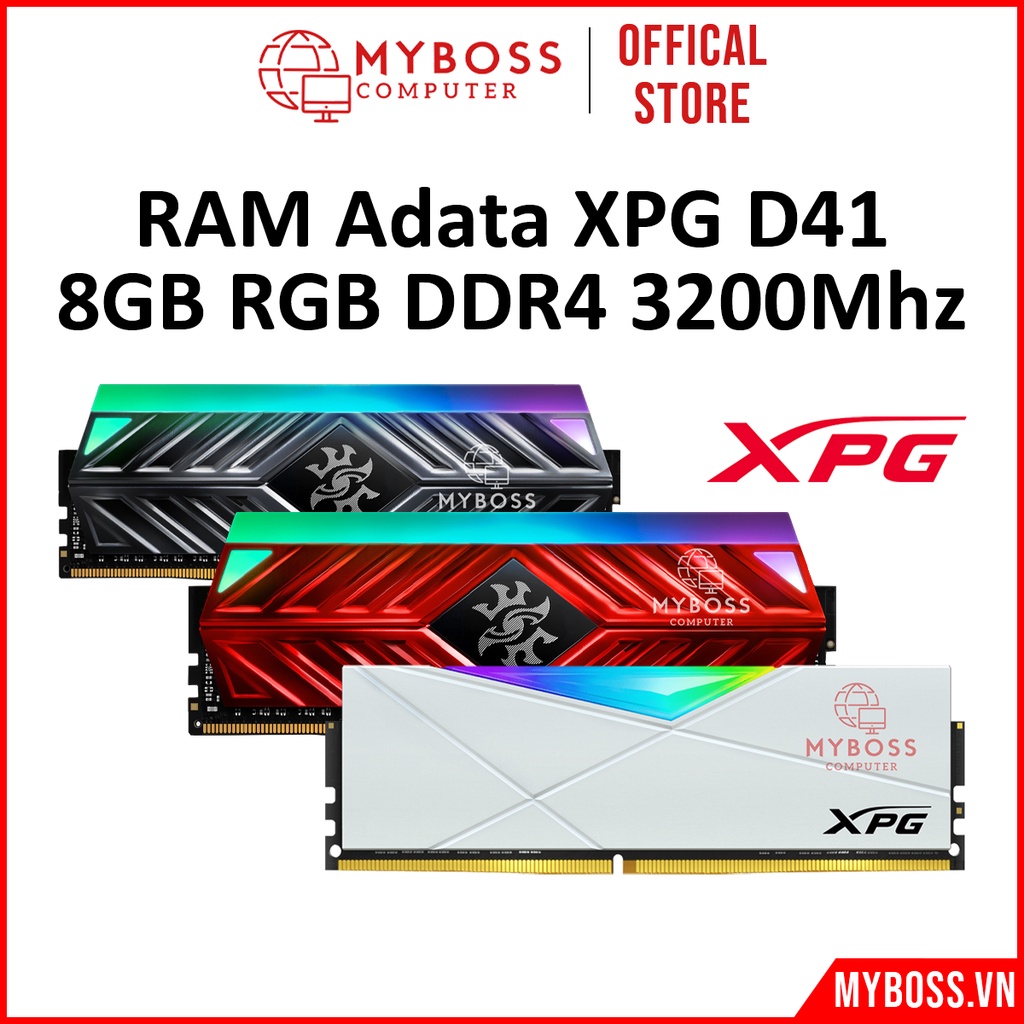 RAM Adata XPG Spectrix D50 8GB DDR4 3200Mhz RGB - Grey/Red/White Bảo hành chính hãng 36 tháng