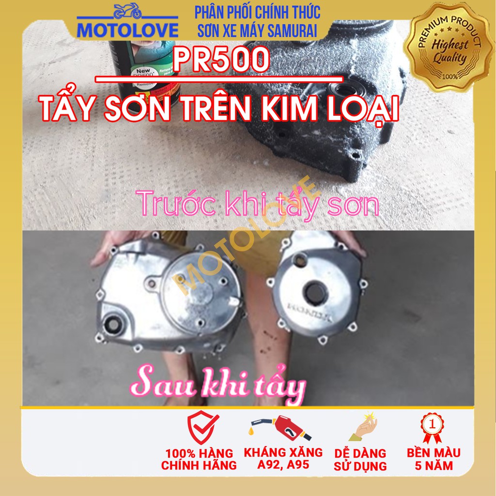 Tẩy sơn xe máy Samurai PR500 bình xịt tẩy sơn trên kim loại sạch nhanh - an toàn tuyệt đối