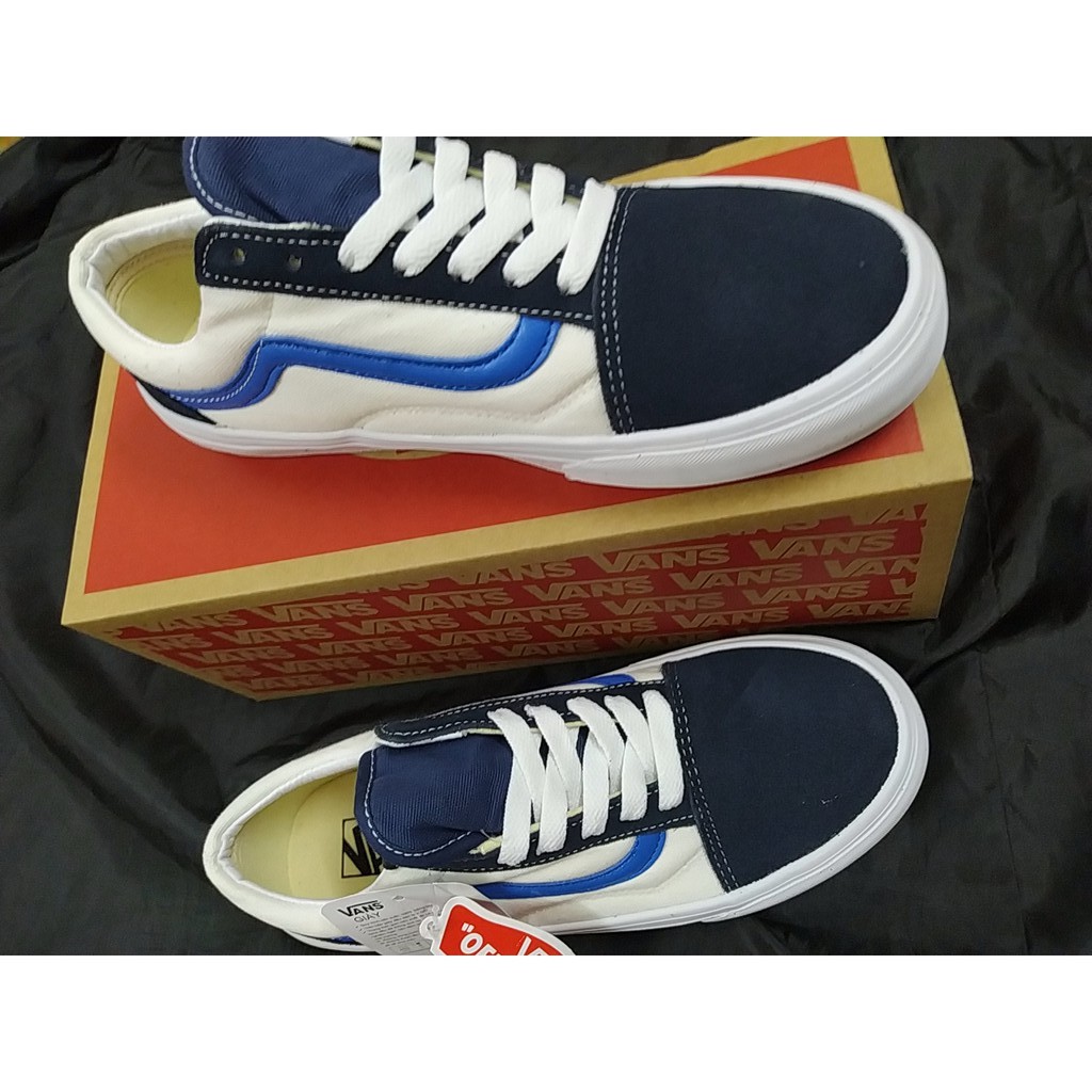 Giày thể thao style 36 xanh trắng  old skool đủ size nam nữ 36-43