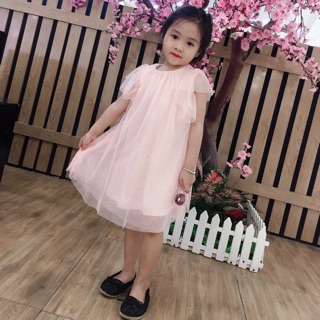 Váy voan hồng nhũ công chúa cho bé