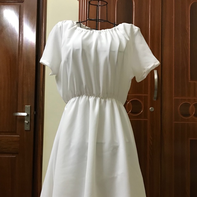 Váy maxi trắng 2 lớp