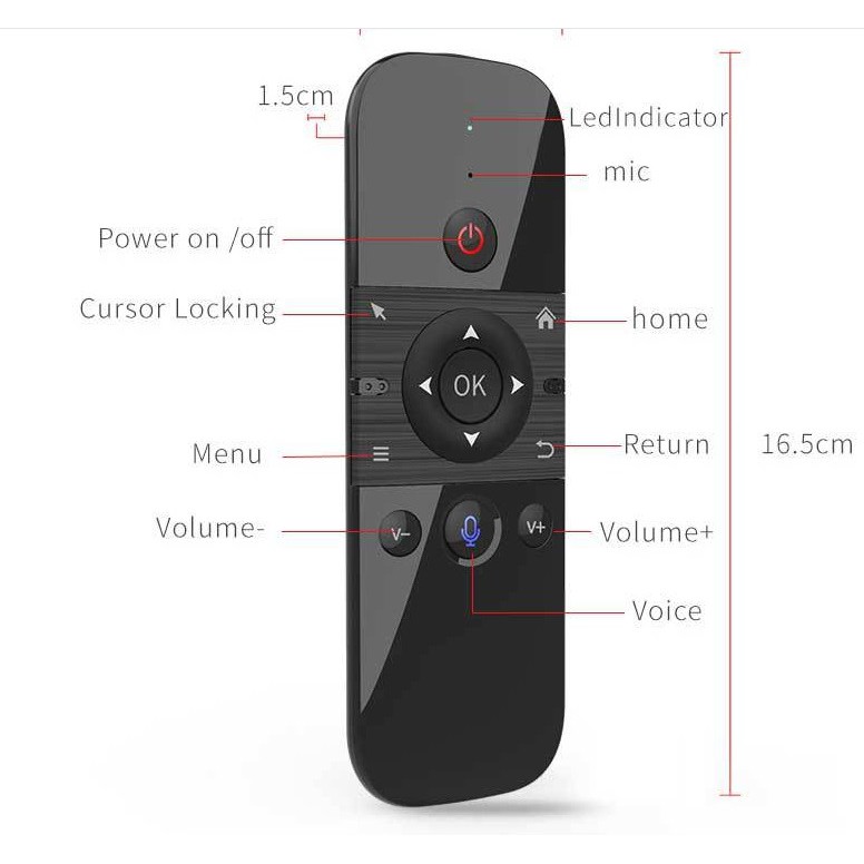 Remote Voice giọng nói M8, có chức năng chuột bay, sử dụng Pin sạc tiết kiệm, phím tắt mở nguồn siêu tiết kiệm pin