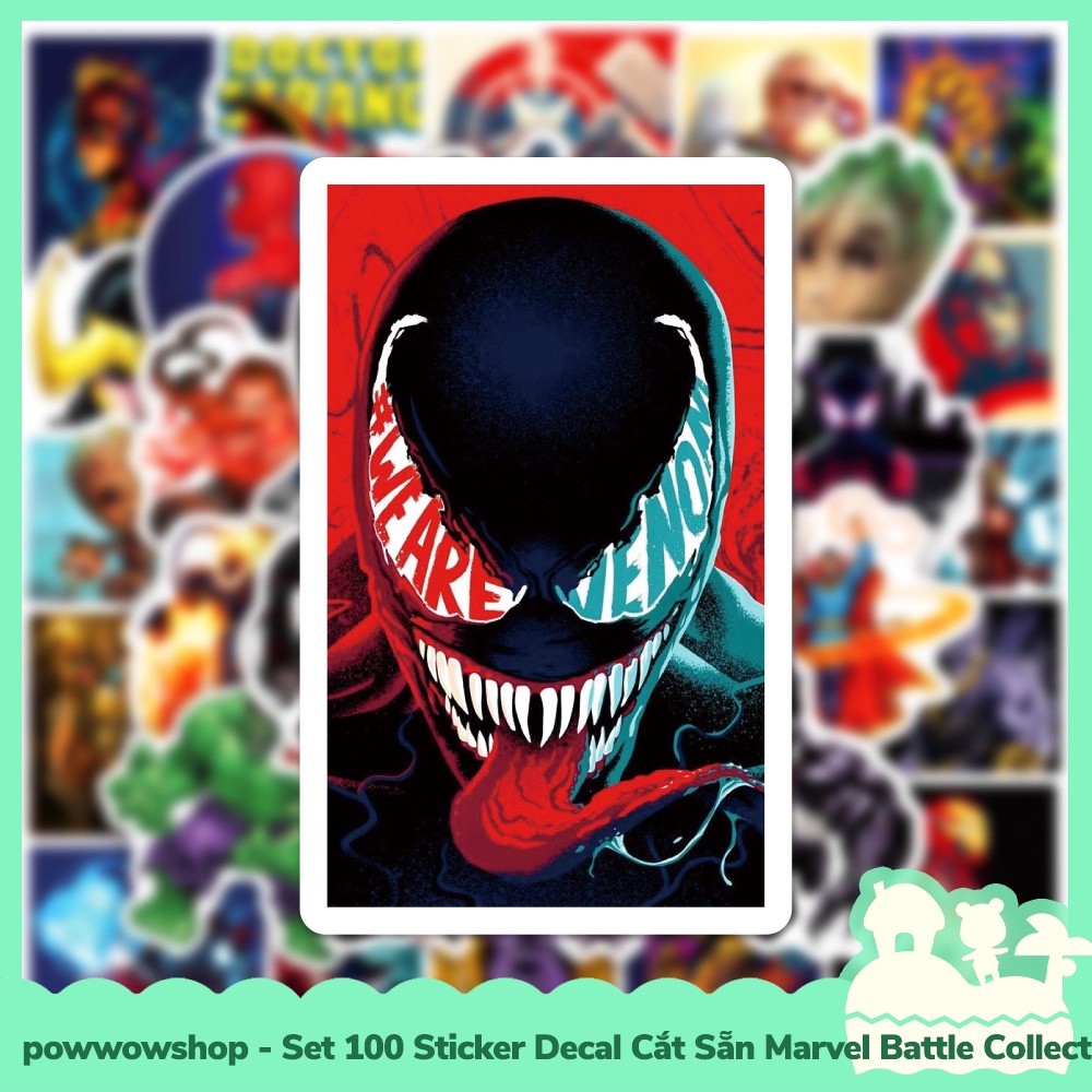 [Sẵn VN - Hỏa Tốc] Set 100 Sticker Mini Decal Dán Trang Trí Vật Dụng Mẫu Marvel Universe Battle Superhero