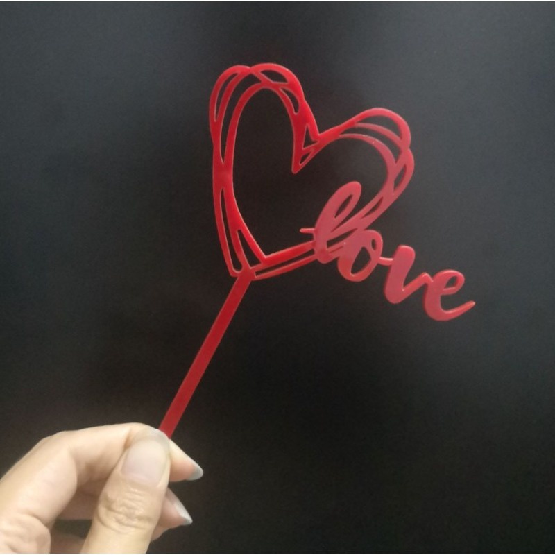 Que Cắm Trang Trí Bánh Bằng Acrylic Hình Chữ Love Dễ Thương